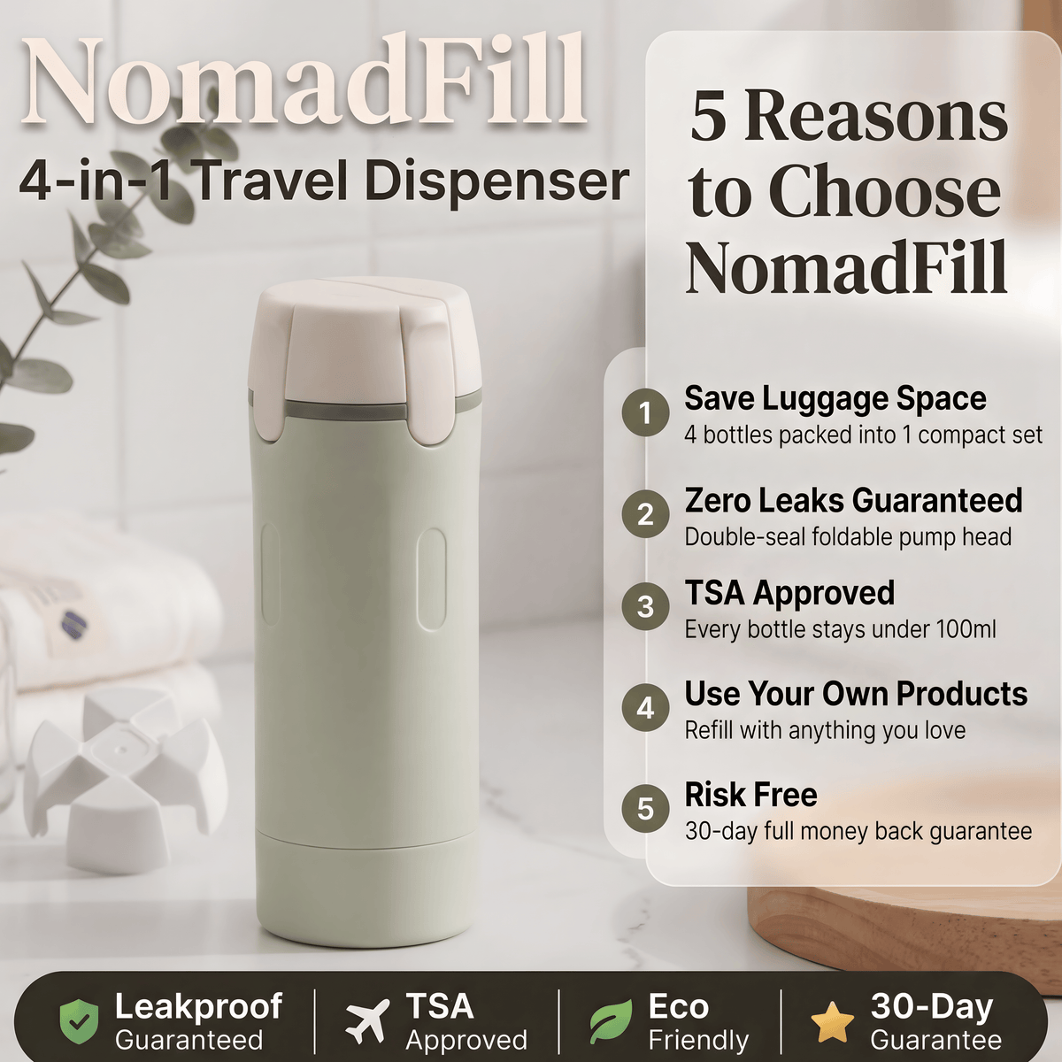 NomadFill 4-in-1 Travel Dispenser Set
