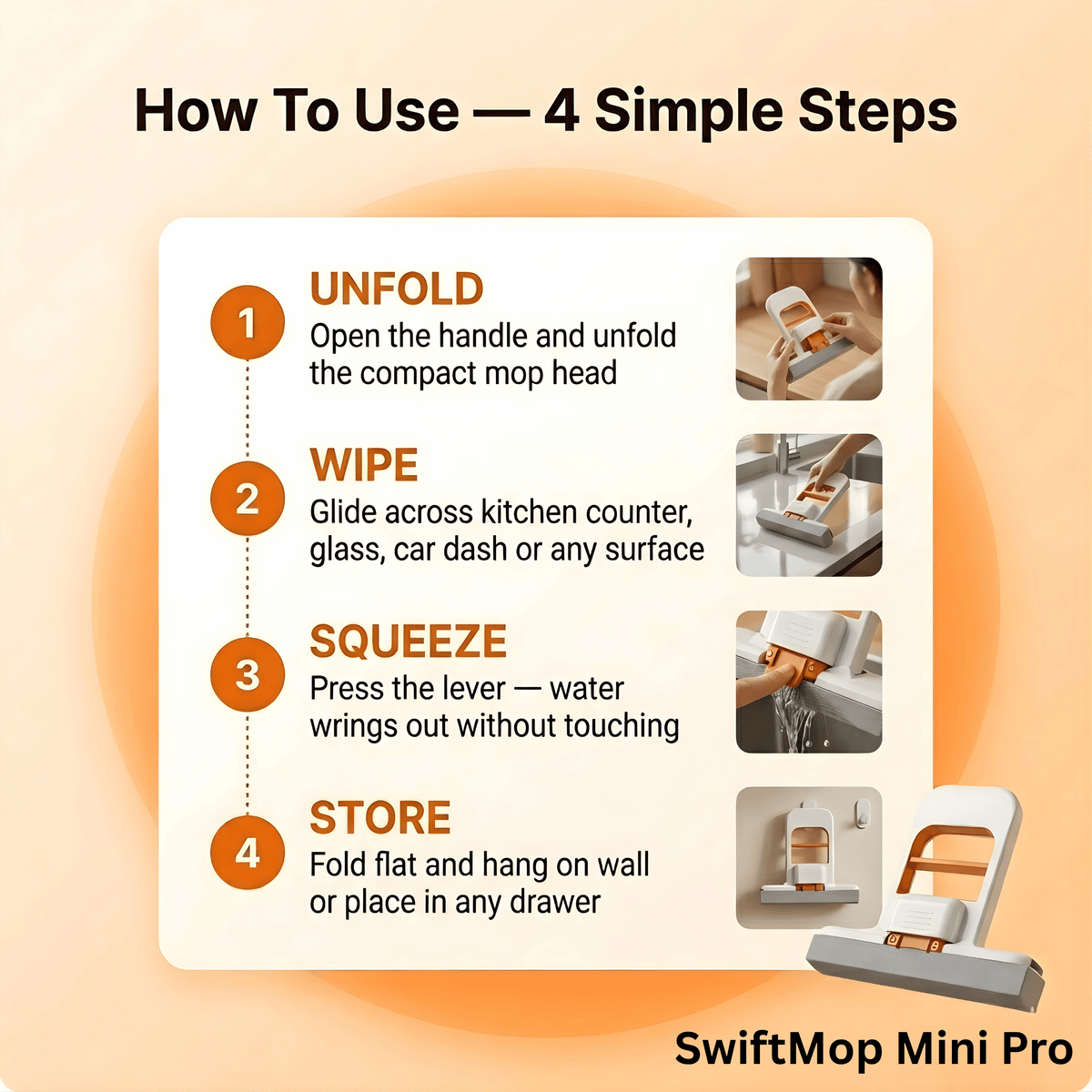 SwiftMop Mini Pro The Foldable Multi-Surface Handheld Cleaner