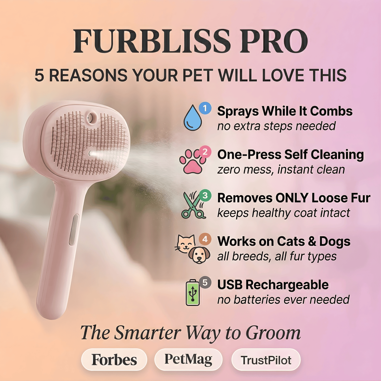 FurBliss Pro Grooming Comb
