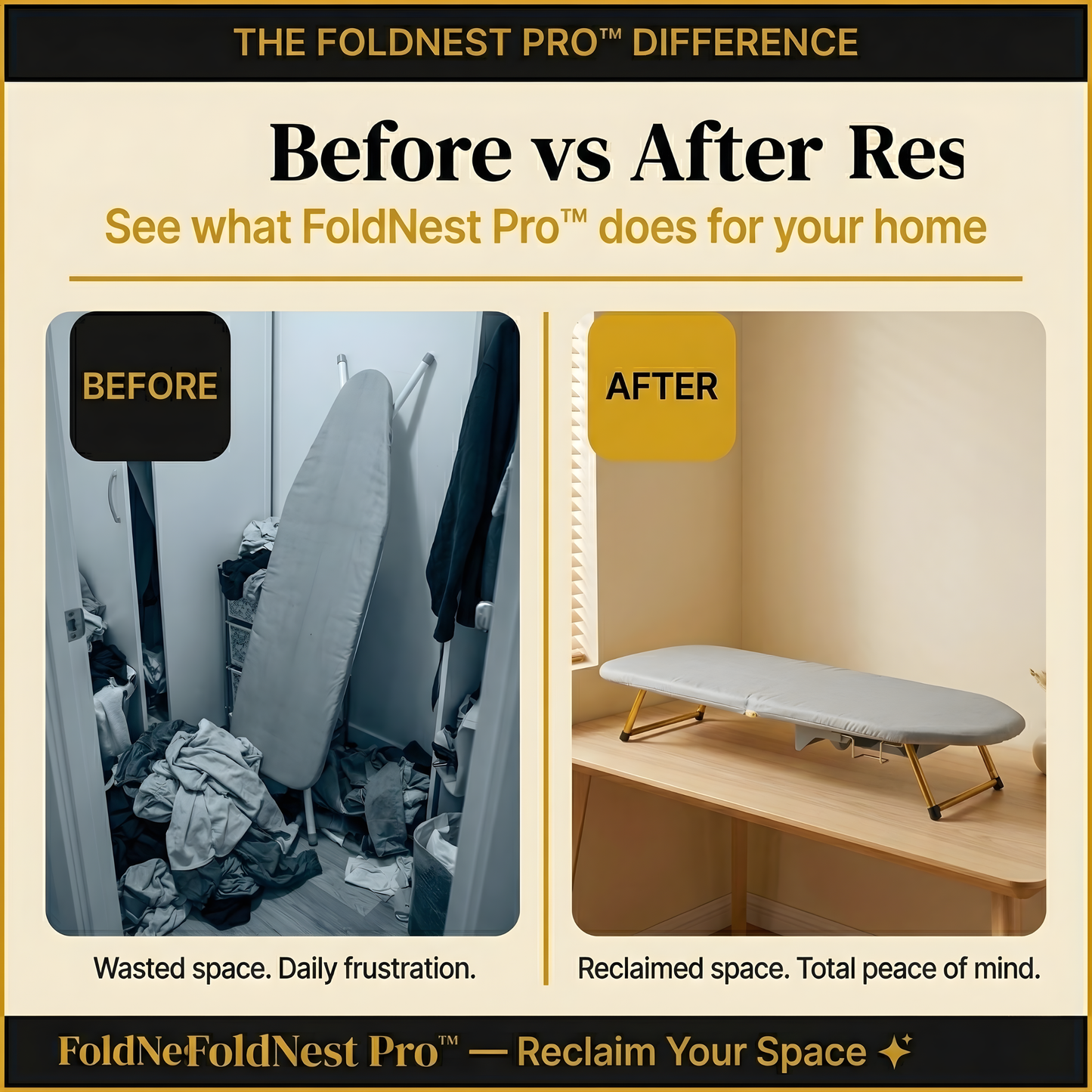 FoldNest Pro™ – 2-in-1 Folding Ironing Board & Storage Rack