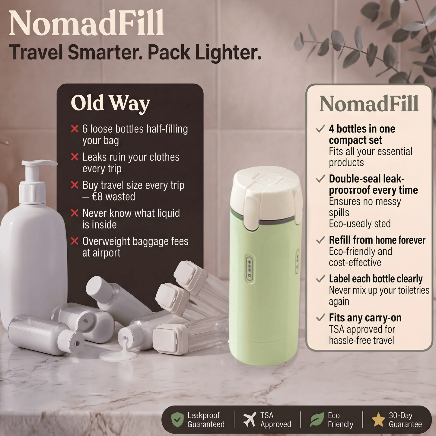 NomadFill 4-in-1 Travel Dispenser Set