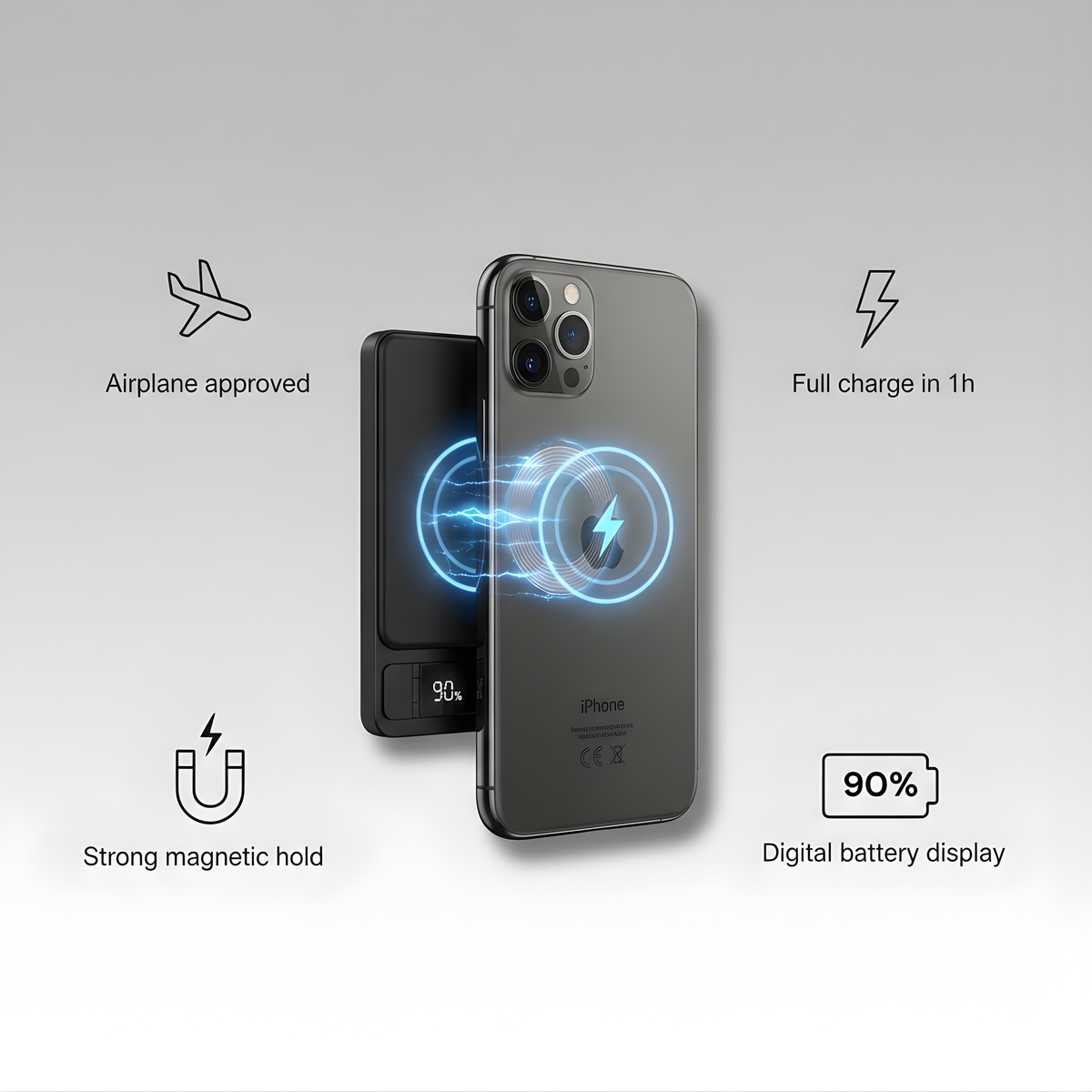 VECTRA MAG MagSafe Power Bank - 5000/10000mAh Wireless Magnetic Charger for iPhone