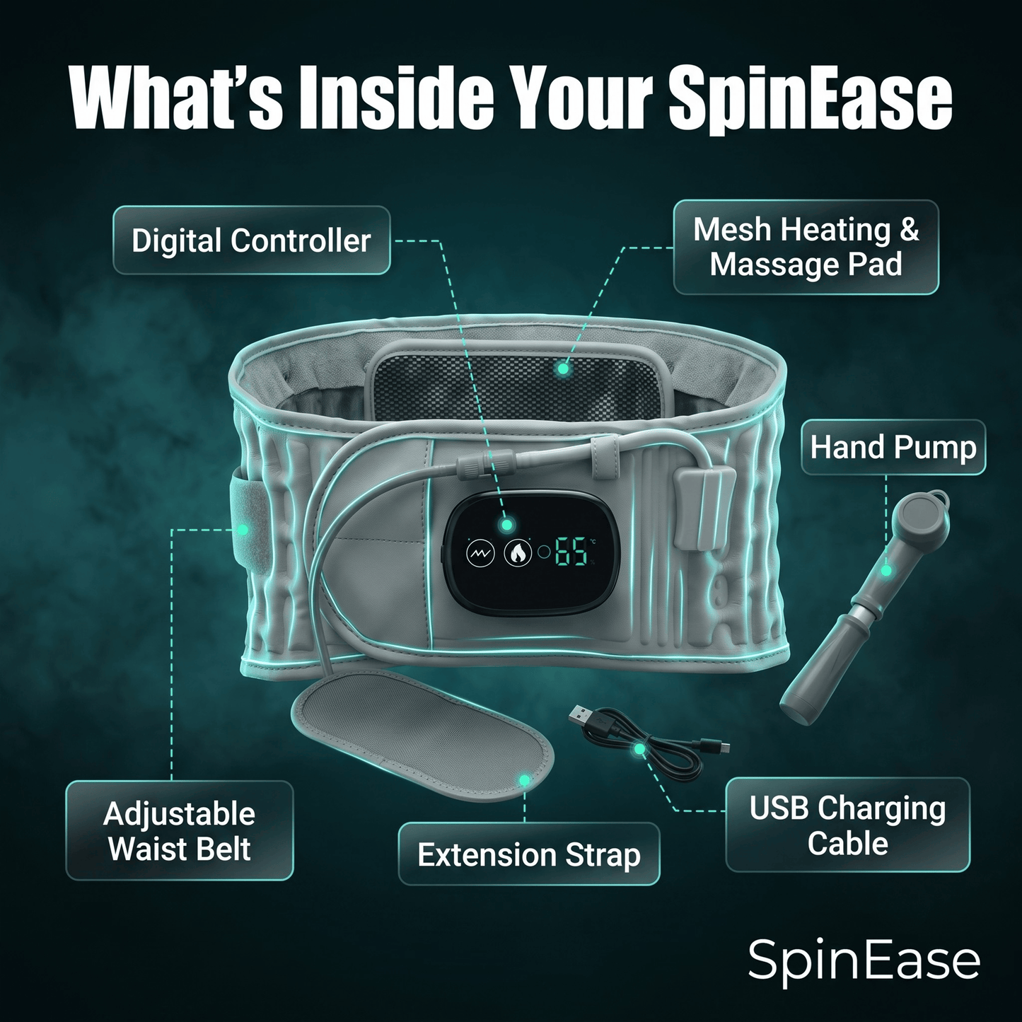 SpinEase™ — Inflatable Heat & Traction Back Belt