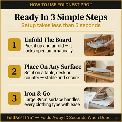 FoldNest Pro™ – 2-in-1 Folding Ironing Board & Storage Rack