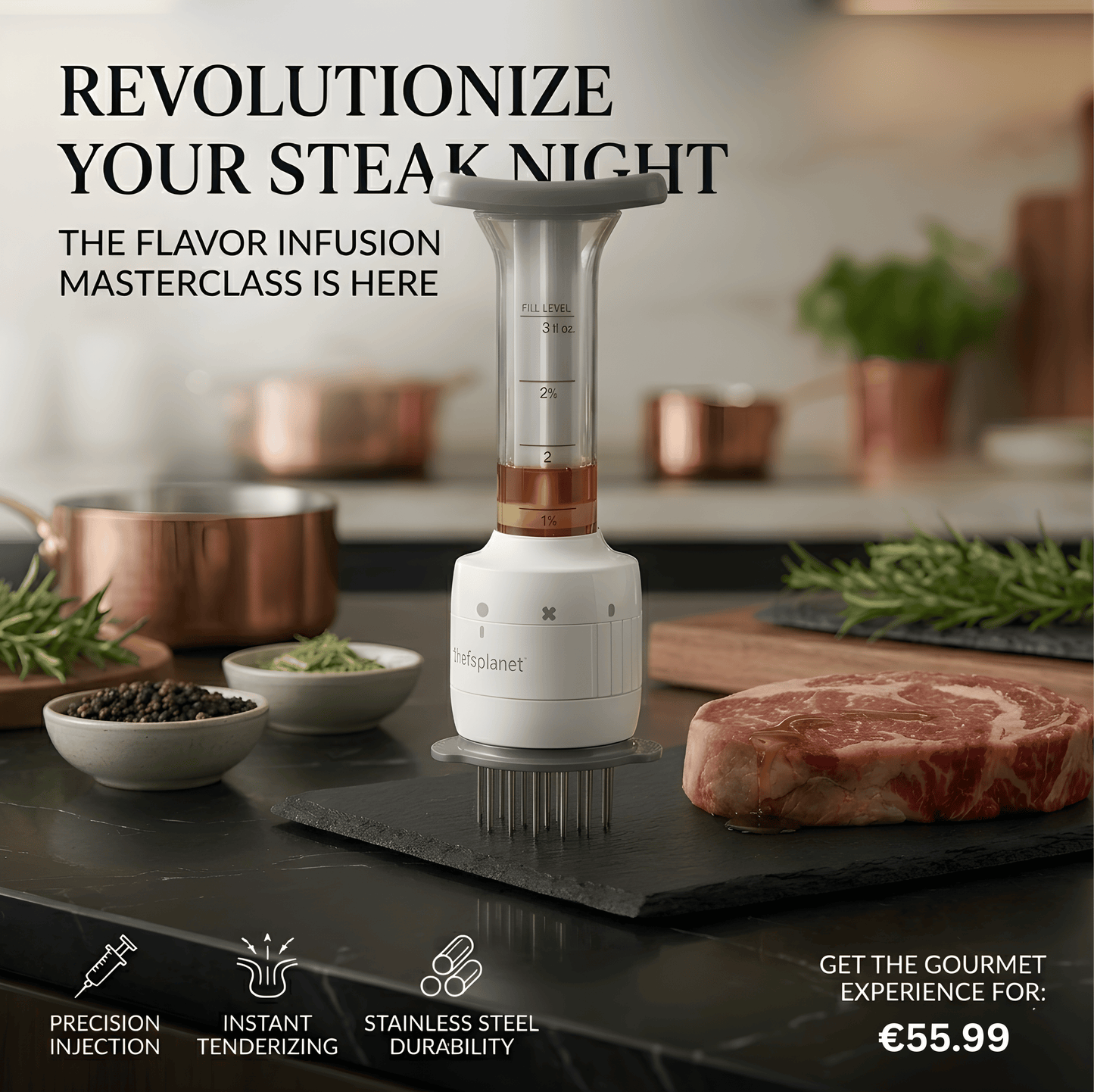Premium Meat Marinade Injector - Professional Grade Stainless Steel
