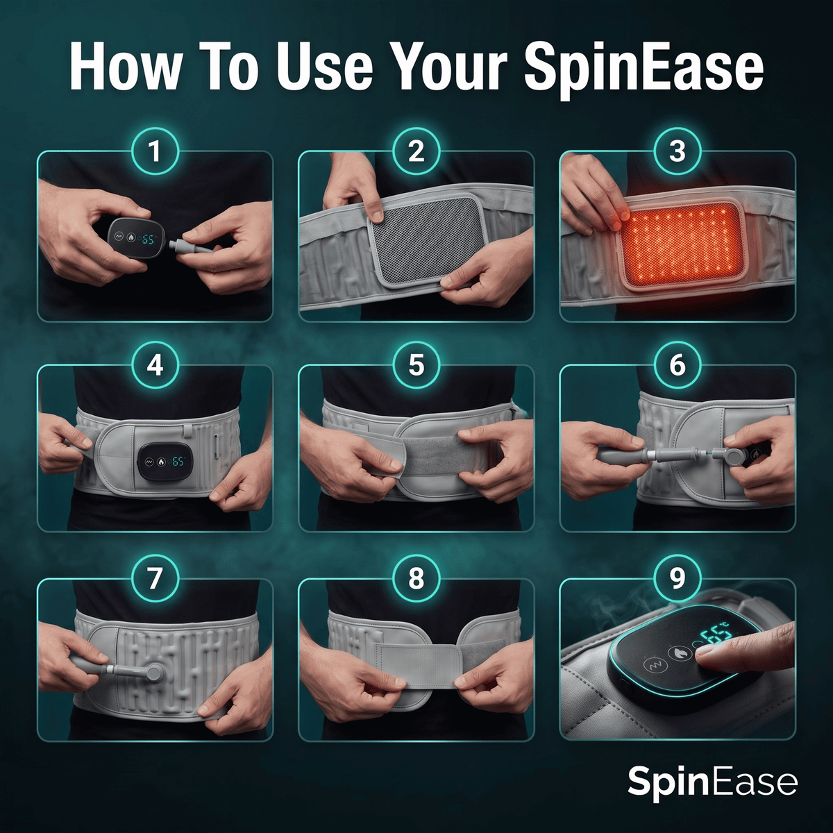 SpinEase™ — Inflatable Heat & Traction Back Belt