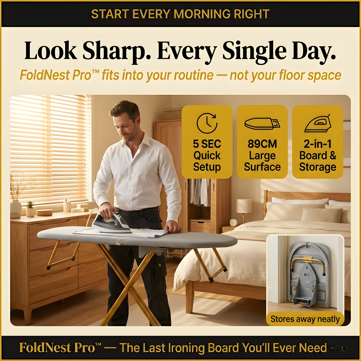 FoldNest Pro™ – 2-in-1 Folding Ironing Board & Storage Rack
