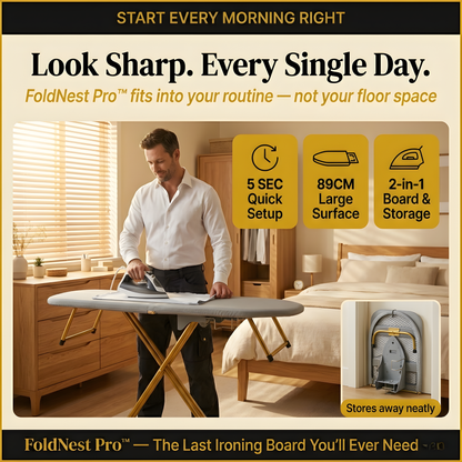 FoldNest Pro™ – 2-in-1 Folding Ironing Board & Storage Rack