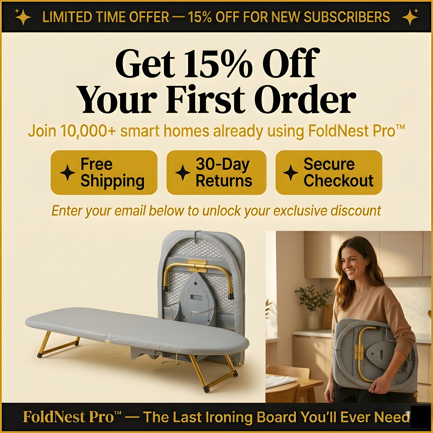 FoldNest Pro™ – 2-in-1 Folding Ironing Board & Storage Rack